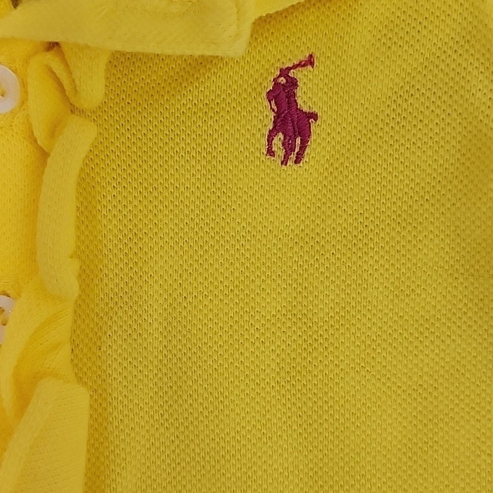 Ralph Lauren Bright Yellow Ruffle Front Bodysuit Infant Sz 6 Months